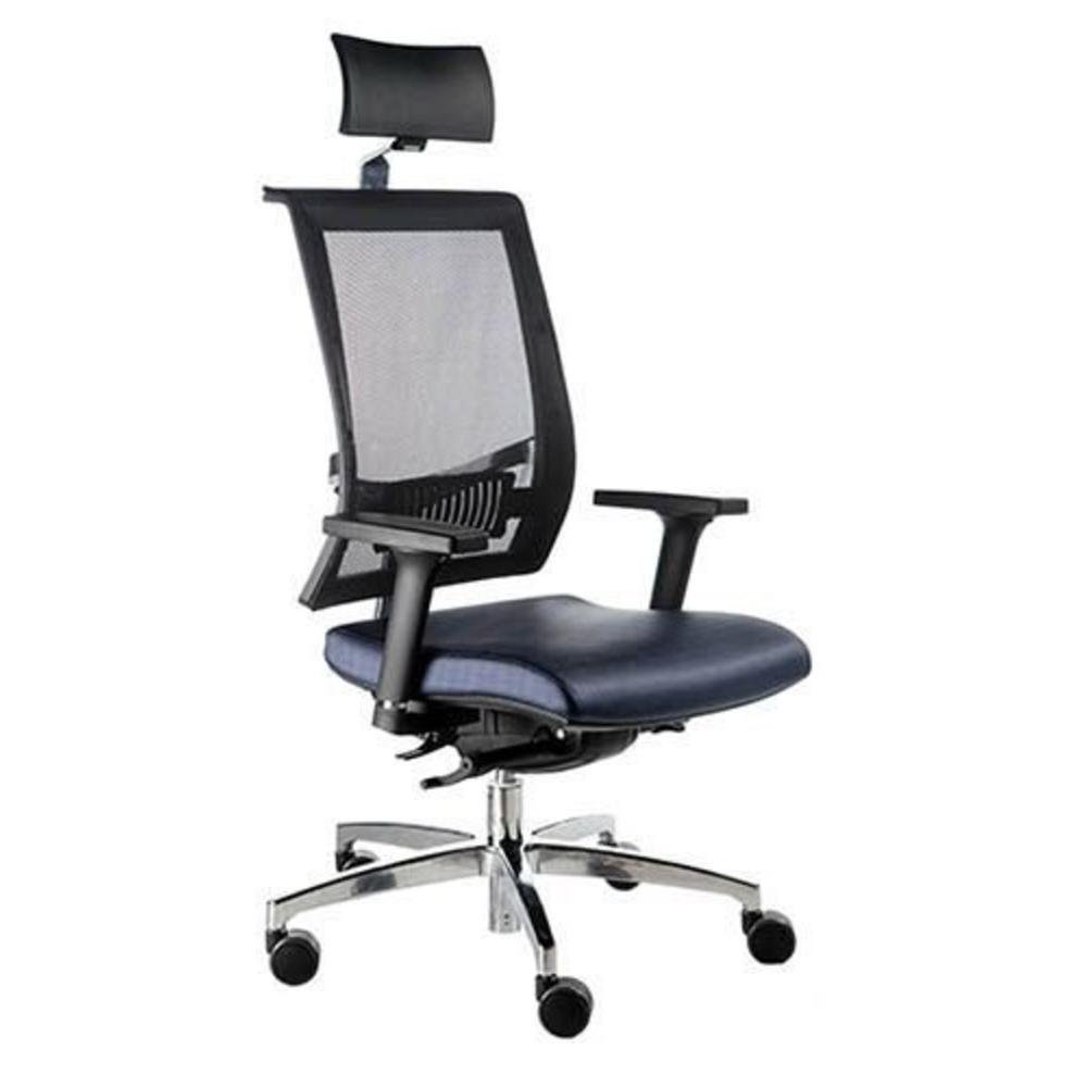 Cadeira Presidente Com Encosto Tela Mesh Linha Net Design Preto